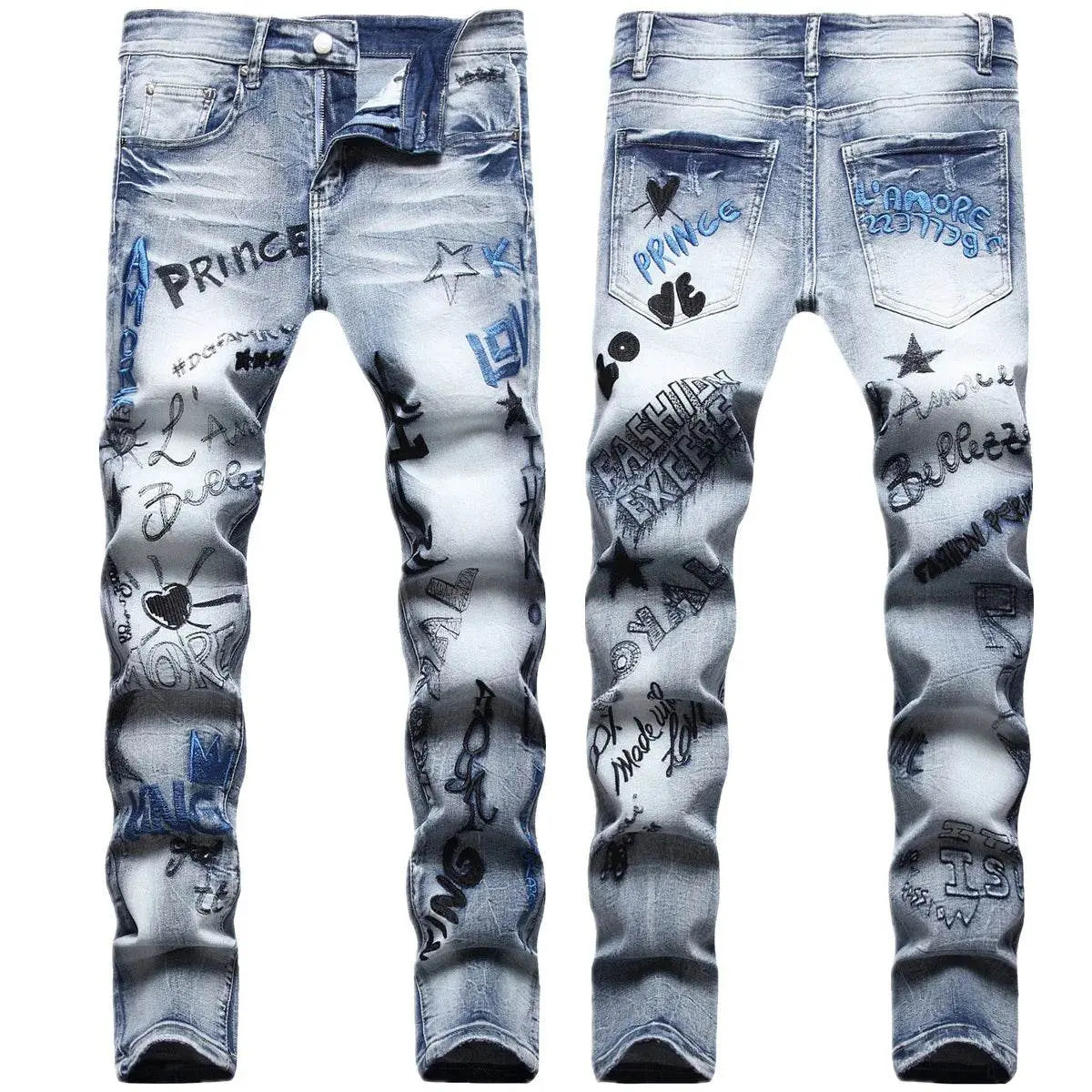 graffiti custom ripped jeans - pluto essentials 