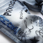 graffiti custom ripped jeans - pluto essentials 