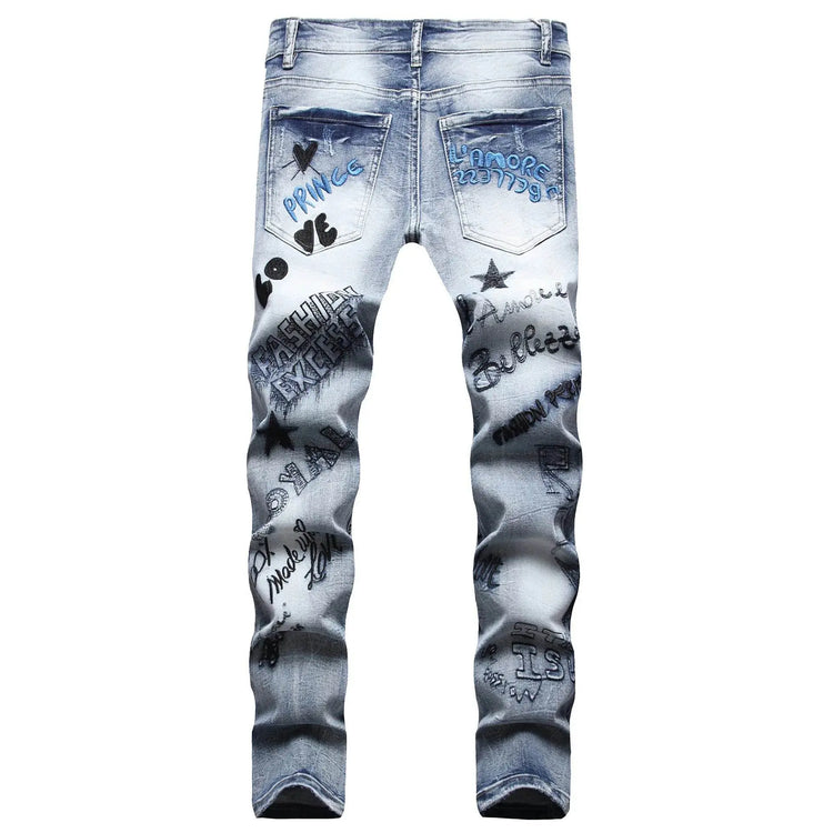 graffiti custom ripped jeans - pluto essentials 