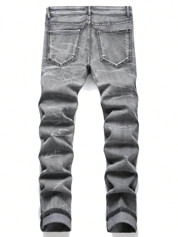 custom ripped jeans (patched black) - pluto essentials 