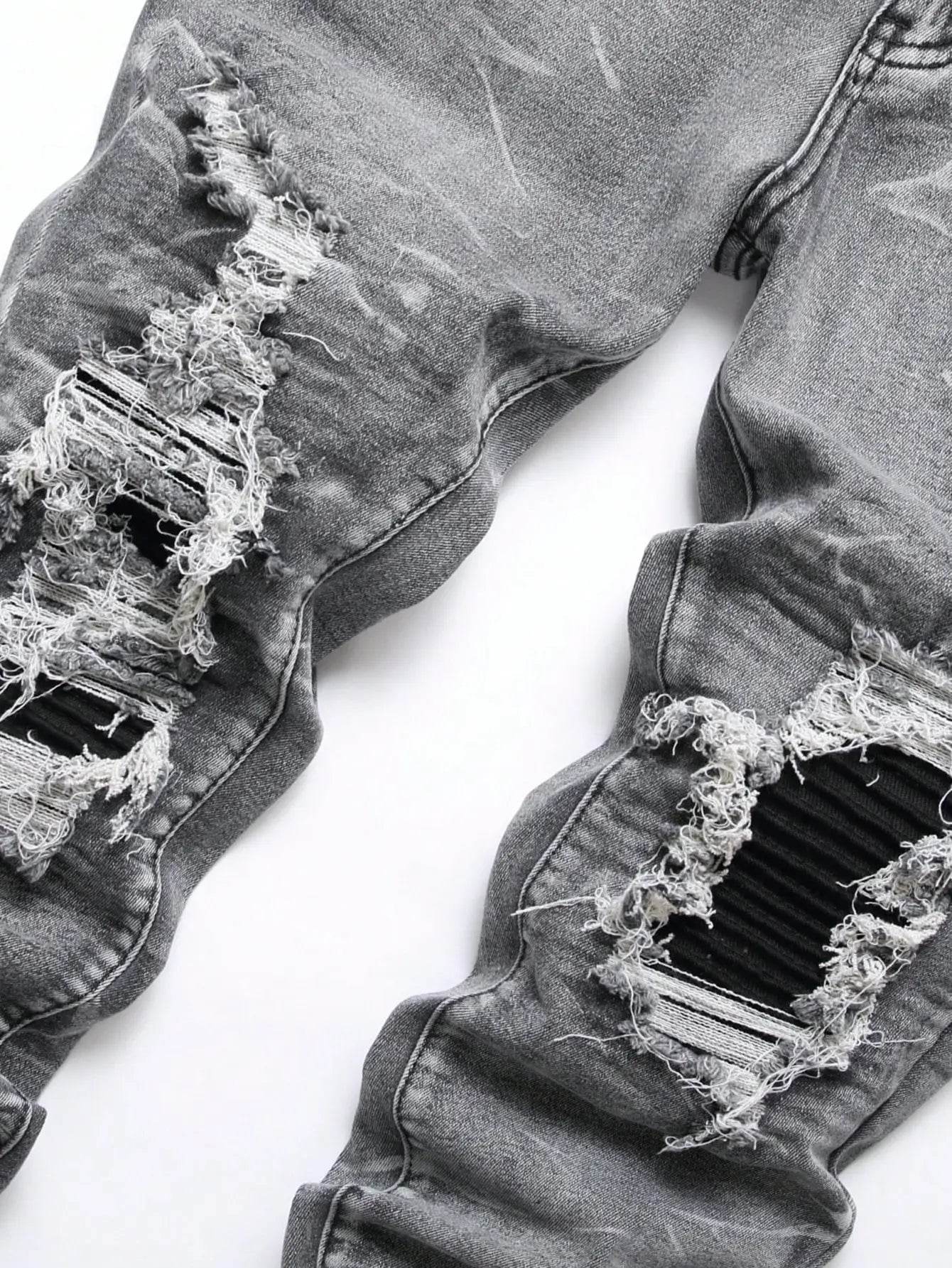 custom ripped jeans (patched black) - pluto essentials 