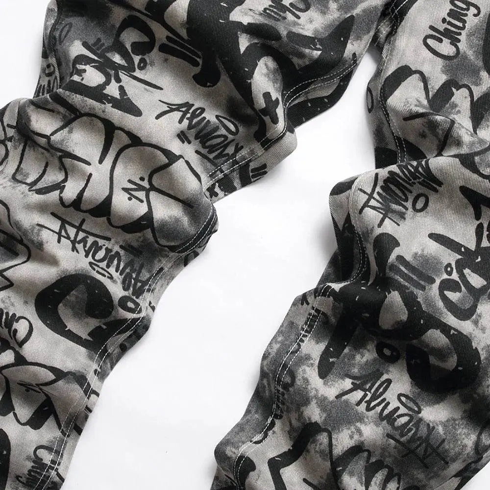 Graffiti Print Jeans - pluto essentials 
