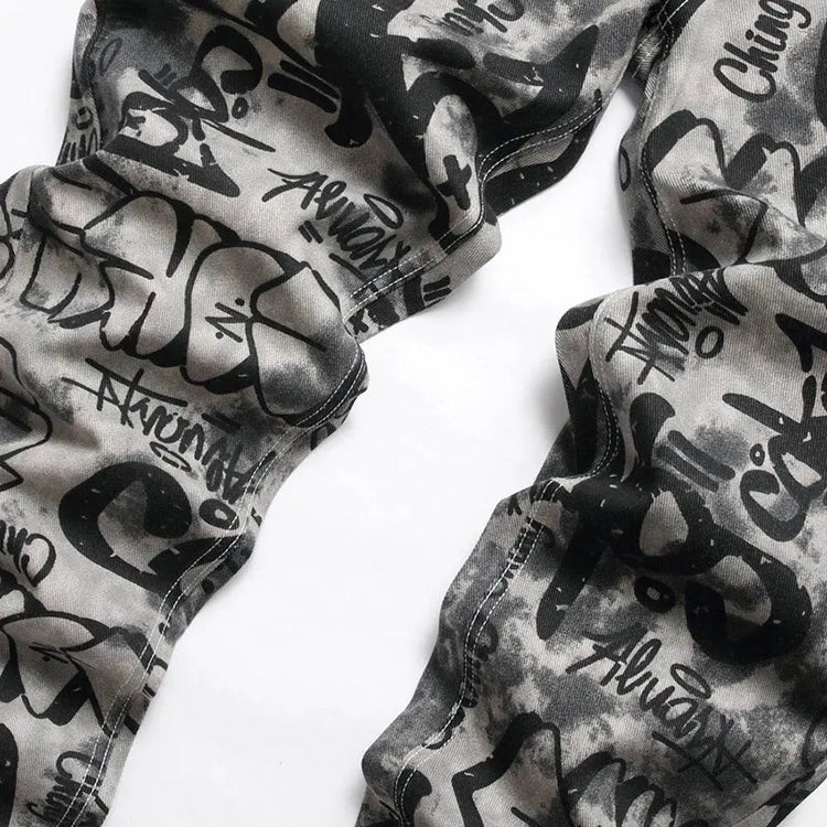 Graffiti Print Jeans - pluto essentials 