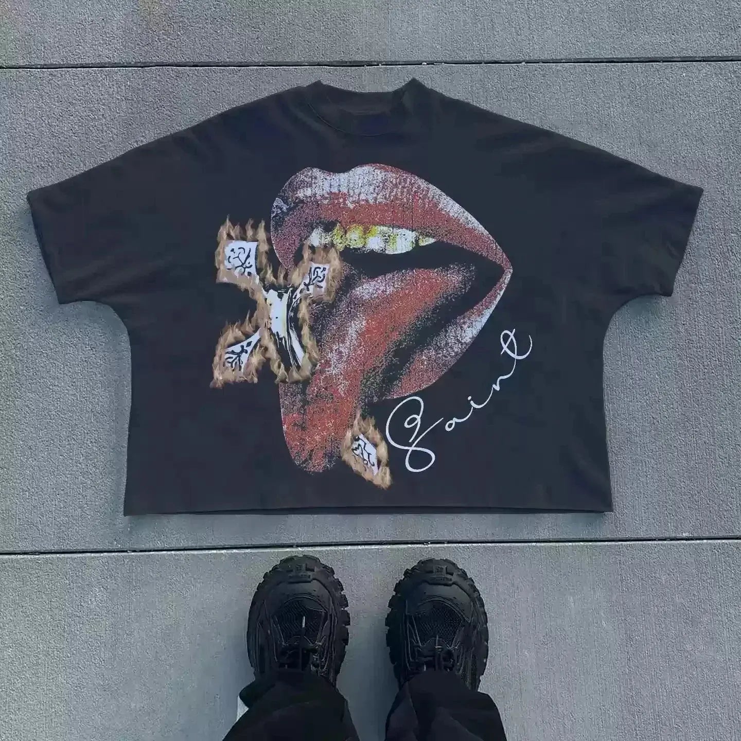 y2k "SAINT" t-shirt - pluto essentials 