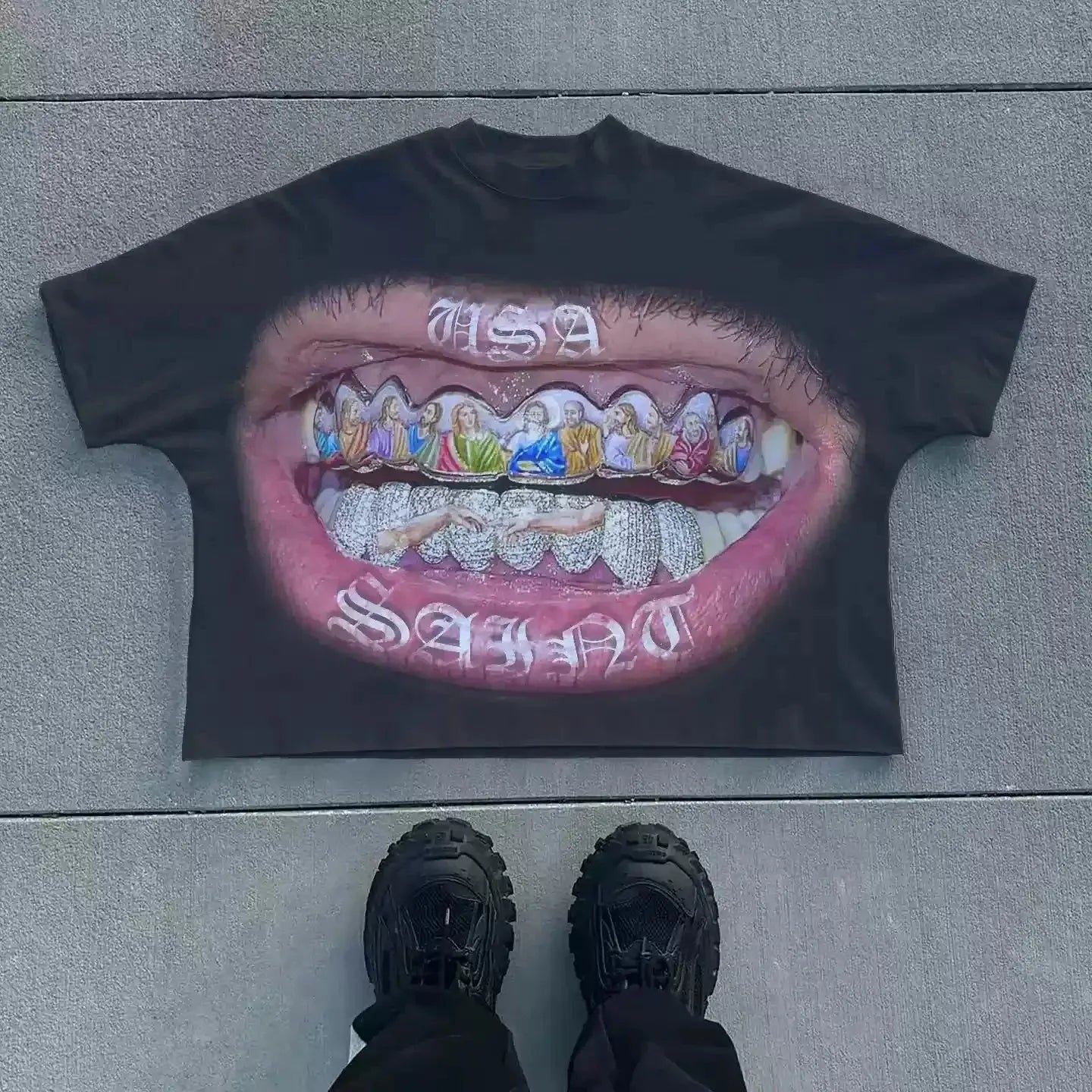 y2k "SAINT" t-shirt - pluto essentials 