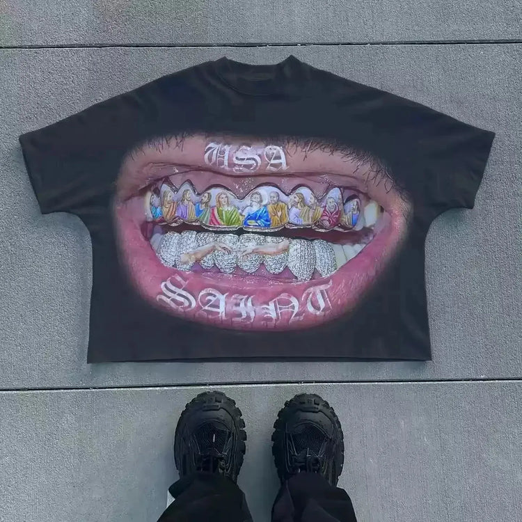 y2k "SAINT" t-shirt - pluto essentials 