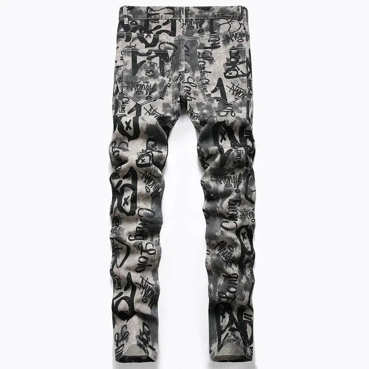 Graffiti Print Jeans - pluto essentials 