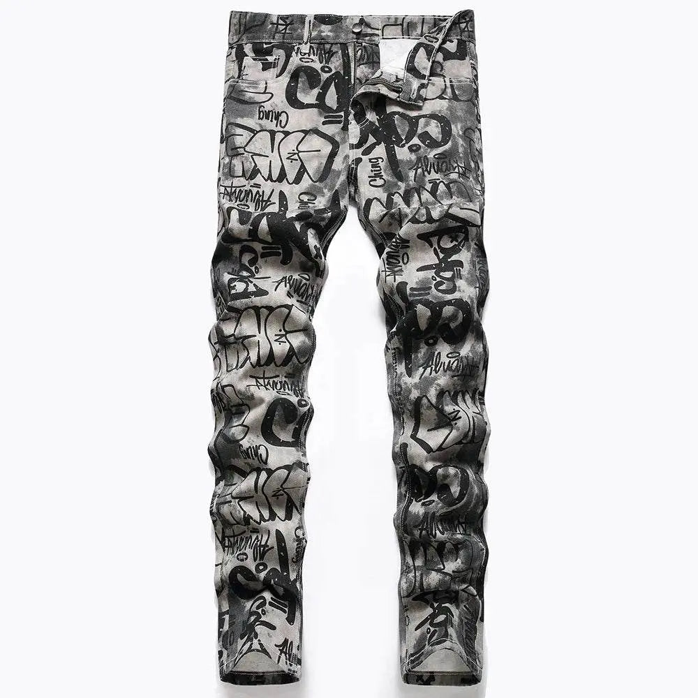 Graffiti Print Jeans - pluto essentials 