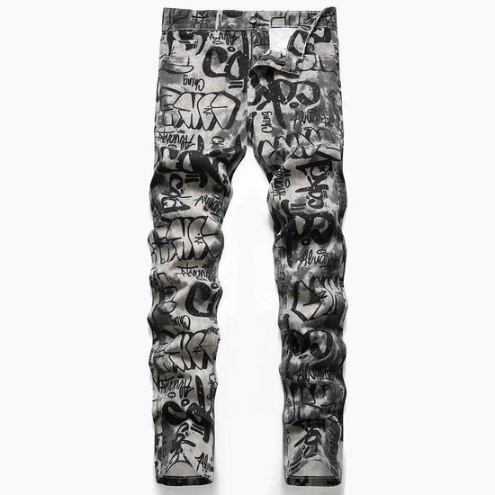 Graffiti Print Jeans - pluto essentials 