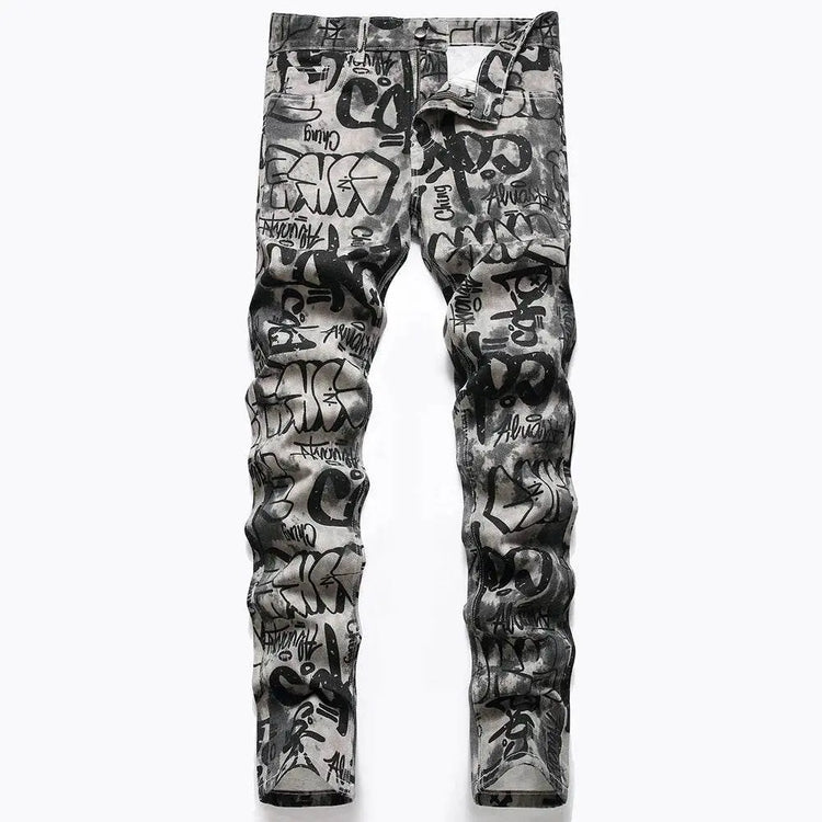 Graffiti Print Jeans - pluto essentials 