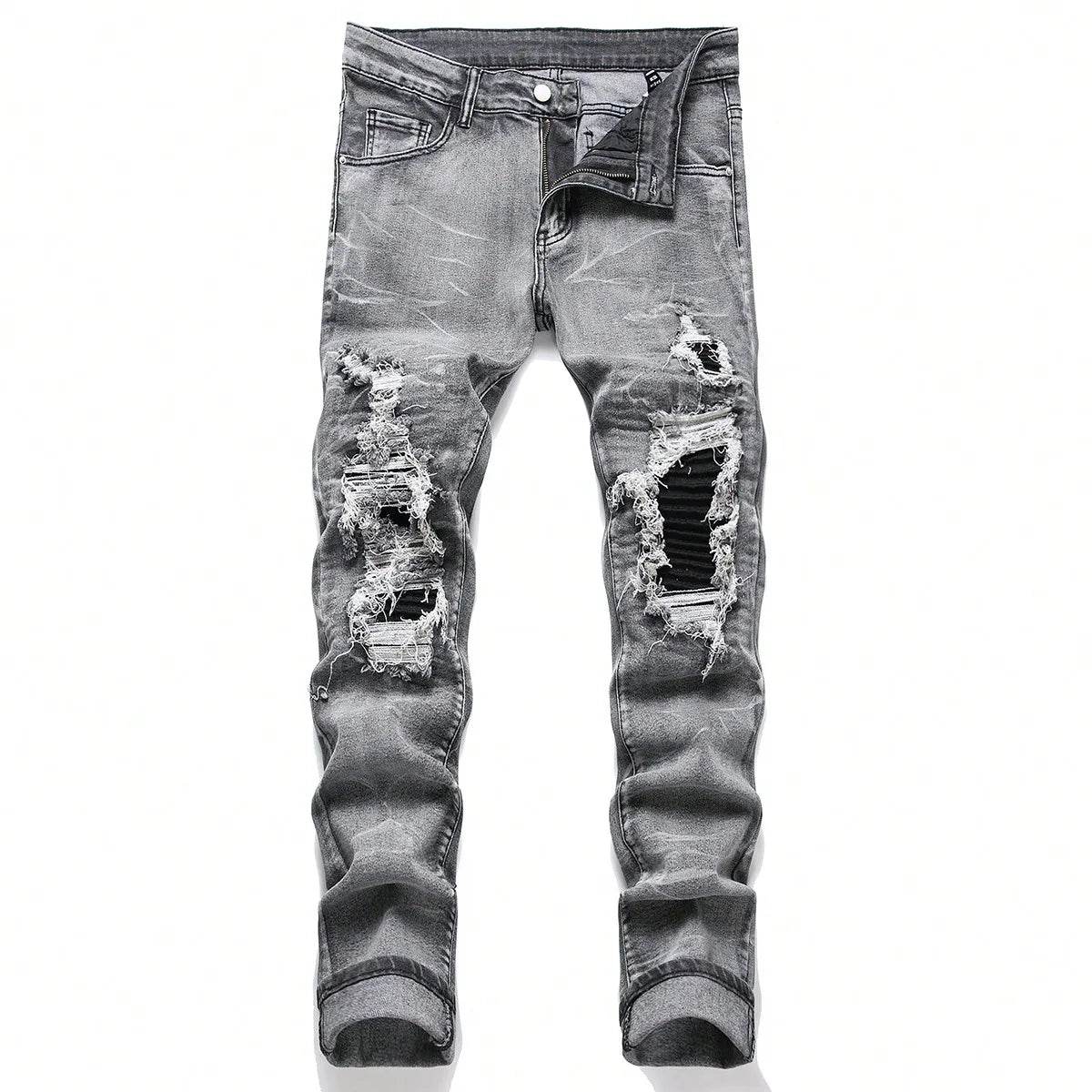 custom ripped jeans (patched black) - pluto essentials 