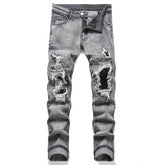 custom ripped jeans (patched black) - pluto essentials 