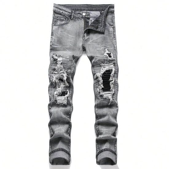 custom ripped jeans (patched black) - pluto essentials 