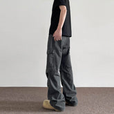 American Retro Washed Distressed Overalls Men - pluto essentials 