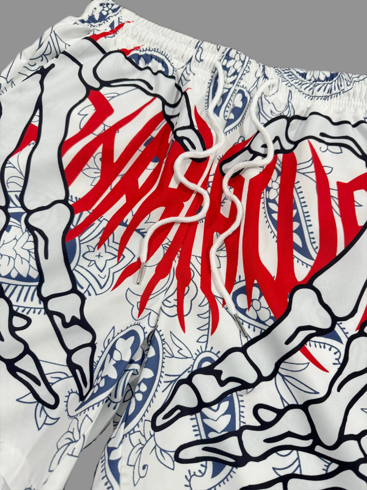 skeleton hand custom shorts - pluto essentials 