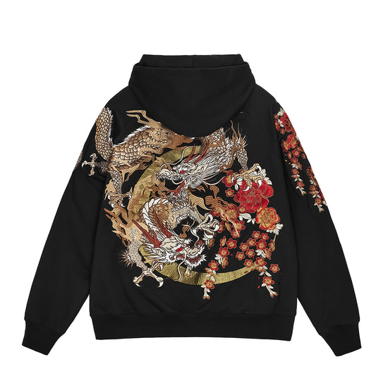 Heavy Duty Embroidered Hooded Cardigan With A Ziptrendy Streetwear Jacket