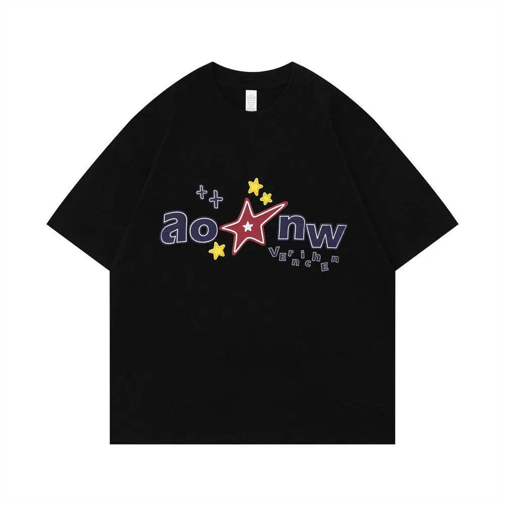 Letter XINGX Printed Short Sleeve Men Clothing Summer Casual - pluto essentials 