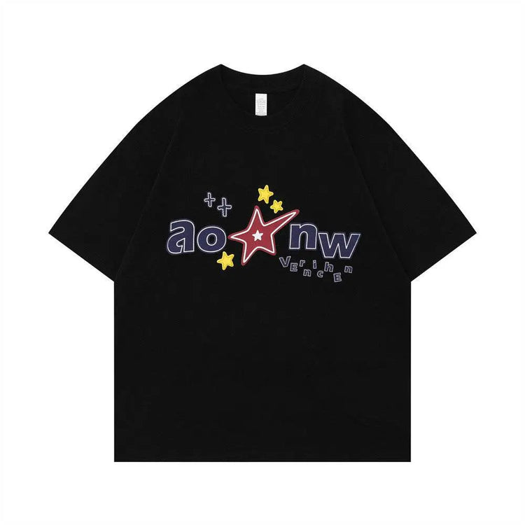 Letter XINGX Printed Short Sleeve Men Clothing Summer Casual - pluto essentials 