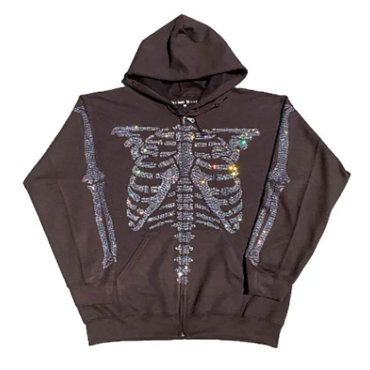 Oversized Glitter Rhinestone Hoodie Women&