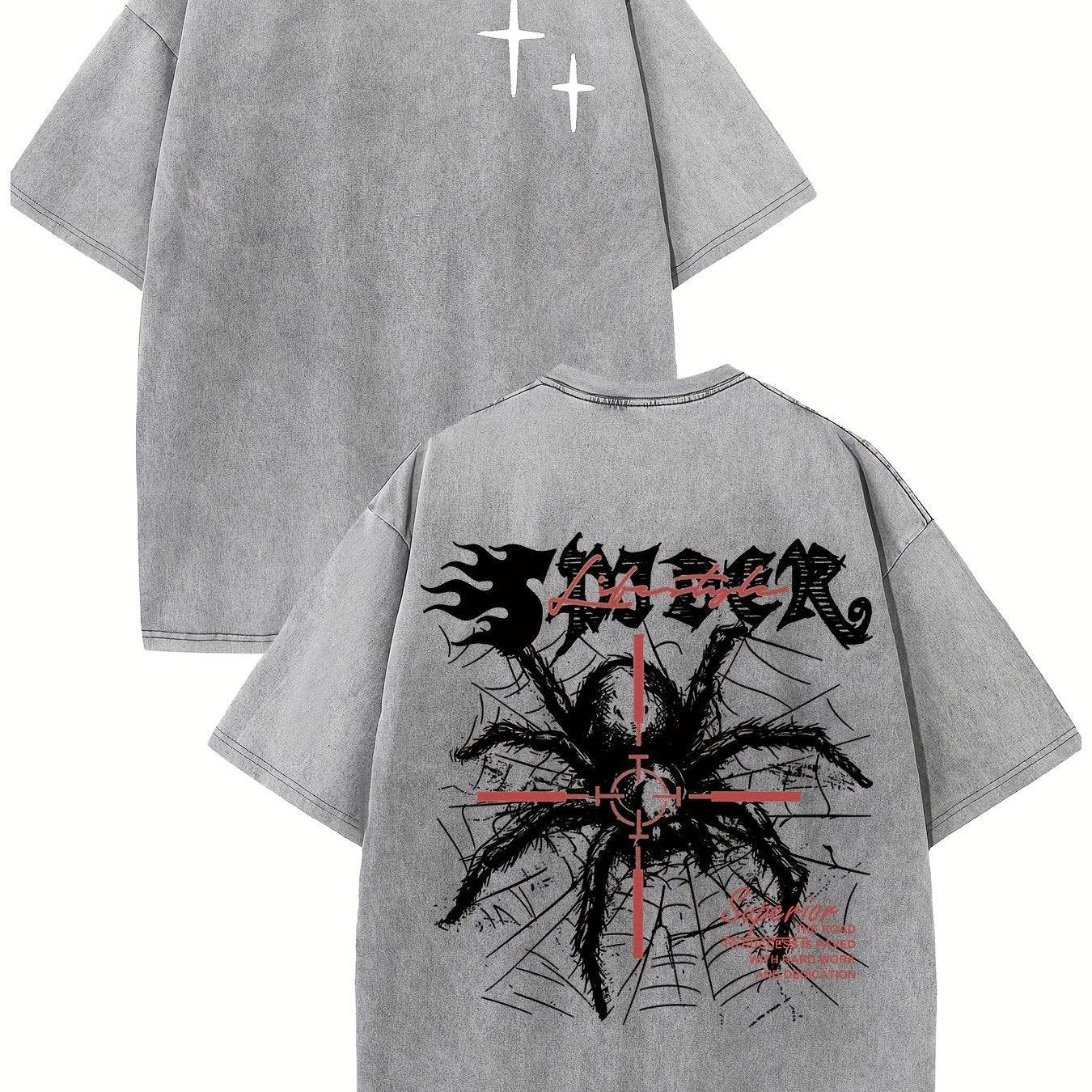 Retro Harajuku Street Spider Double-sided t-shirt - pluto essentials 