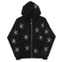 Rhinestone Gothic Streetwear Green Zipup Hoodie - pluto essentials 