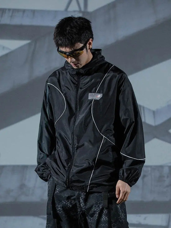 Outdoor Sun Protection Clothing Men's Curved Reflective Strip Skin Clothing Breathable Hooded Top - pluto essentials 