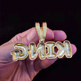 Men Women Hip Hop KING QUEEN Letter Pendant Necklace - pluto essentials 