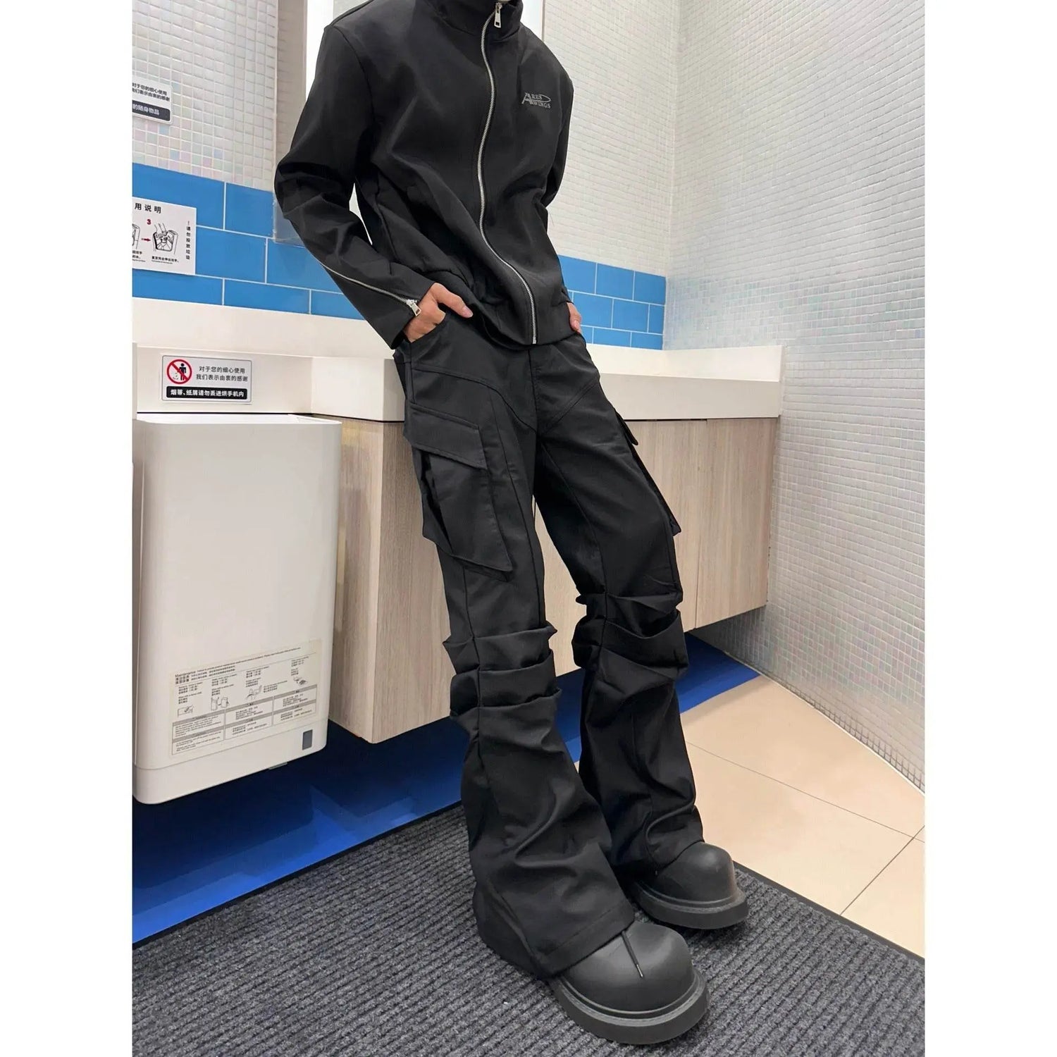 Essential Black Cargo Trousers - pluto essentials 