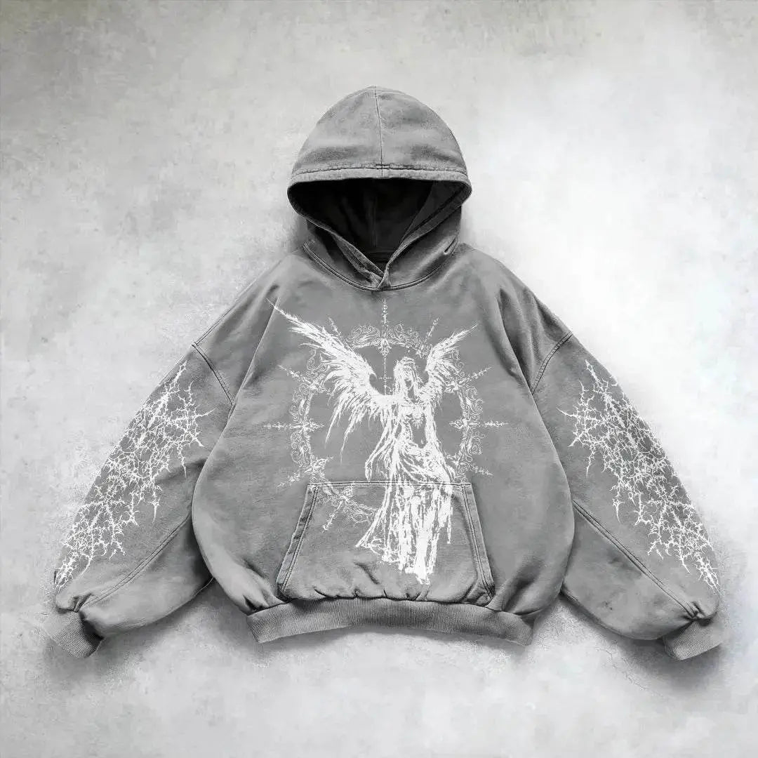 Hooded Printed Hip Hop Y2g Streetwear Sweatshirt - pluto essentials 