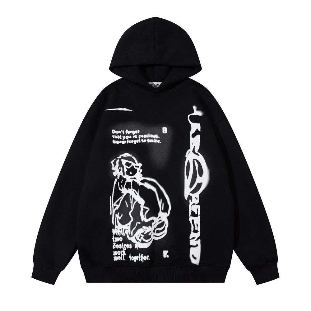 Fashion Personality Printed Hoodie Men - pluto essentials 