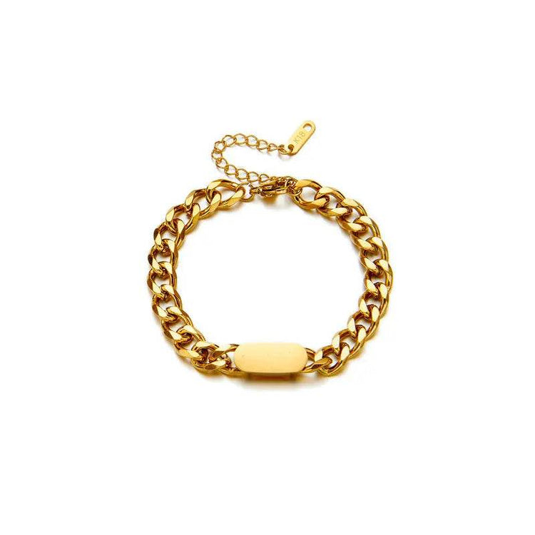 All-match Gold Titanium Steel Hip Hop Women Men Chunky Necklace - pluto essentials 