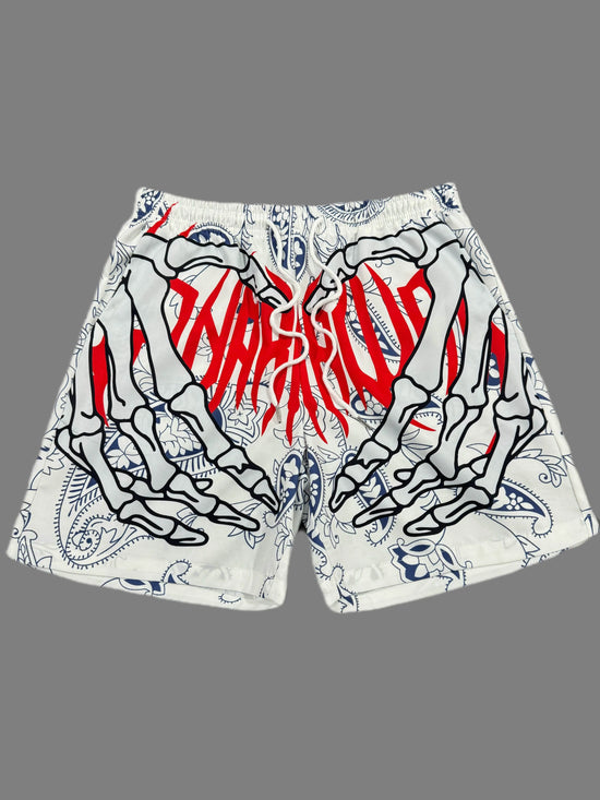 skeleton hand custom shorts - pluto essentials 