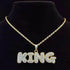 Men Women Hip Hop KING QUEEN Letter Pendant Necklace - pluto essentials 