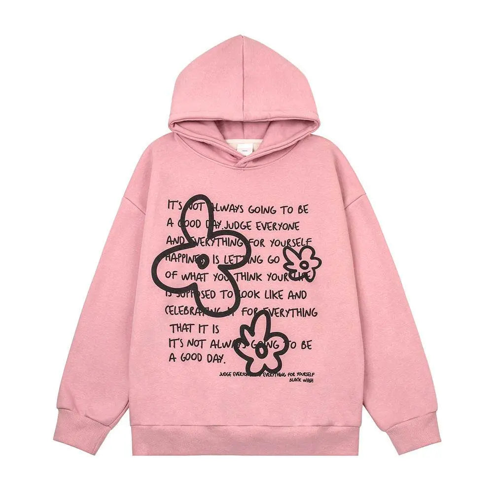 English Letters Printed Hoodie Men - pluto essentials 
