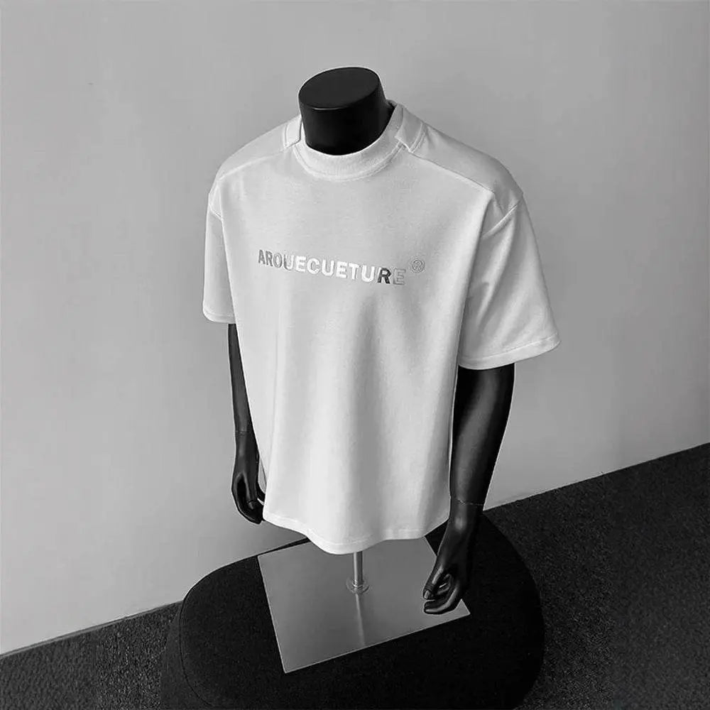 Shoulder Short Sleeve Men Clothing Summer Pu Handsome Heavy - pluto essentials 