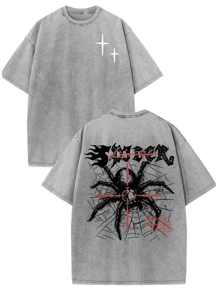 Retro Harajuku Street Spider Double-sided t-shirt - pluto essentials 