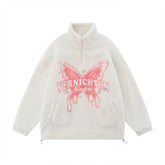 Butterfly Print Lamb Wool Sweatshirt Men - pluto essentials 