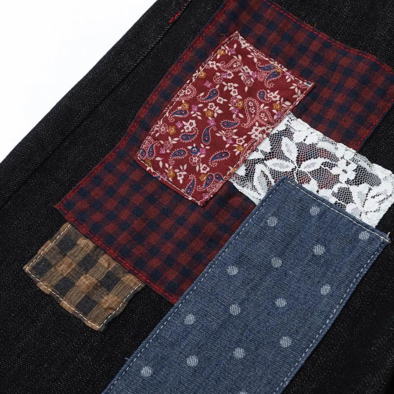 American Street Fashion High Street Personality Stitching Loose All-match Denim Trousers - pluto essentials 