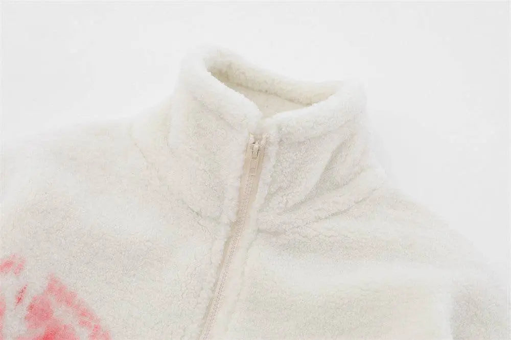 Butterfly Print Lamb Wool Sweatshirt Men - pluto essentials 