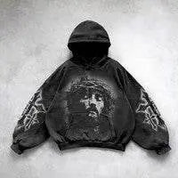 Hooded Printed Hip Hop Y2g Streetwear Sweatshirt - pluto essentials 