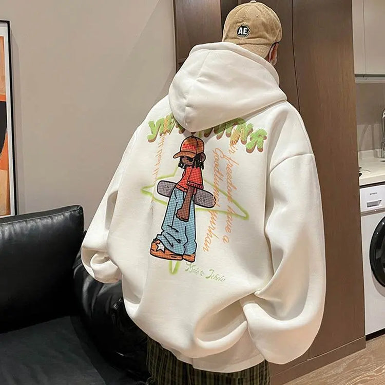 American Hiphop Heavy Sweater For Boys Autumn And Winter Fleece-lined - pluto essentials 