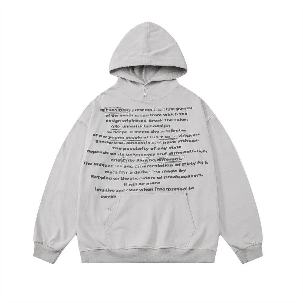 English Letters Printed Hoodie Men - pluto essentials 