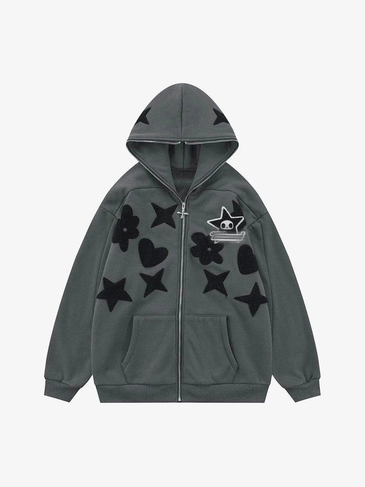 Harajuku Y2g Street Sweatshirt Hiphop Towel Embroidery Cardigan Hoodie - pluto essentials 