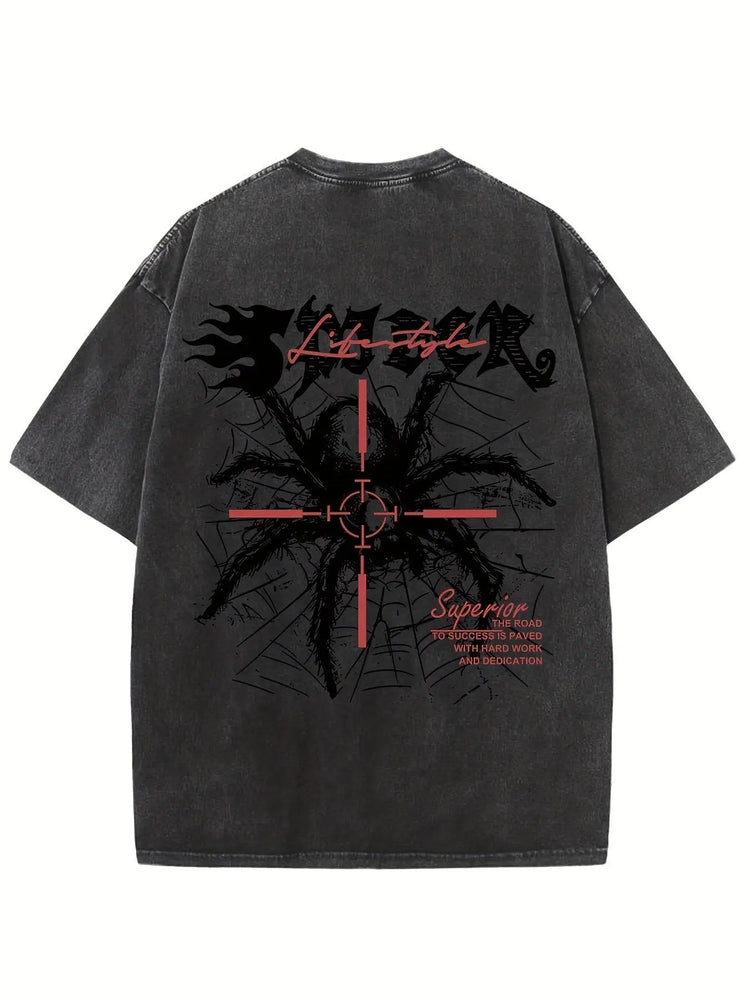 Retro Harajuku Street Spider Double-sided t-shirt - pluto essentials 