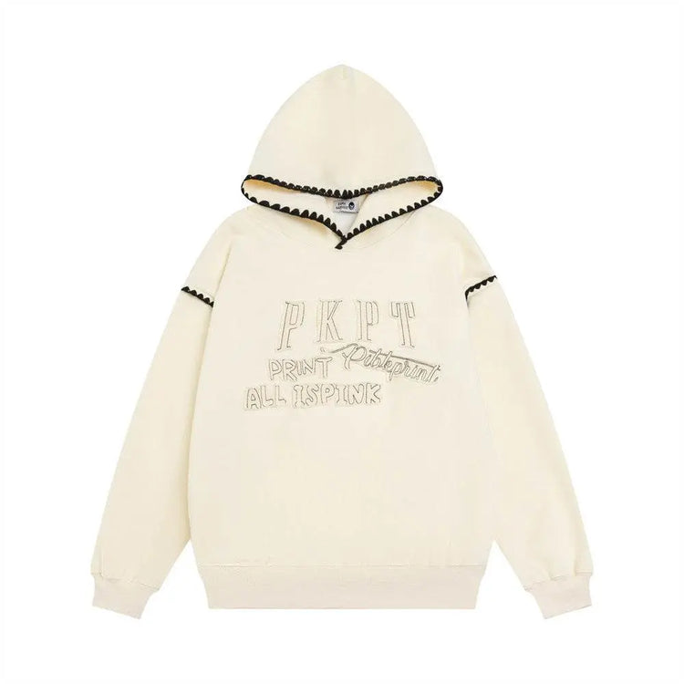 Embroidered Lace Hooded Sweater For Men - pluto essentials 