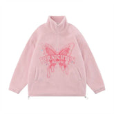 Butterfly Print Lamb Wool Sweatshirt Men - pluto essentials 