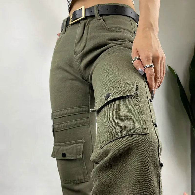 High Street Fried Street Straight Pants Cargo Pants Jeans - pluto essentials 
