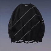 High Street Diablo Funeral Street Color Blocking Hole Sweater - pluto essentials 