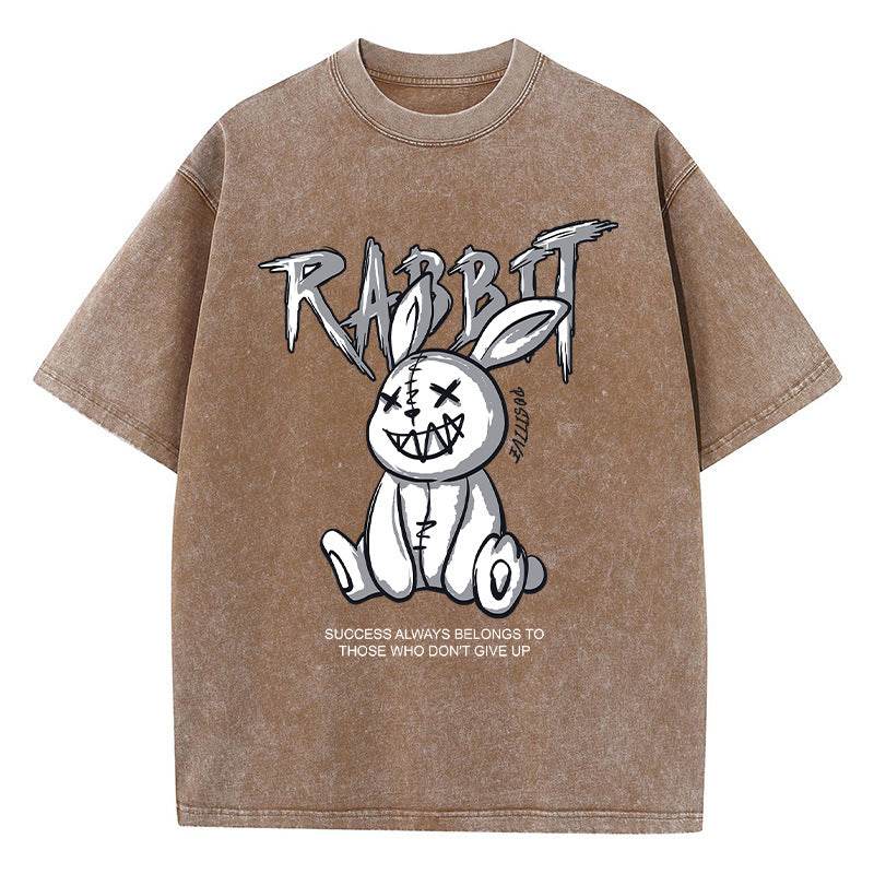 Cute Rabbit Print T-shirt Breathable T-shirt Streetwear - pluto essentials 