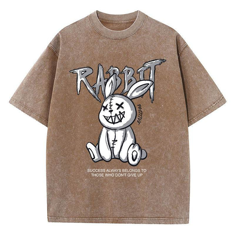 Cute Rabbit Print T-shirt Breathable T-shirt Streetwear - pluto essentials 
